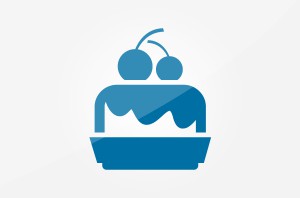 Nagerechten, gebak en fruit